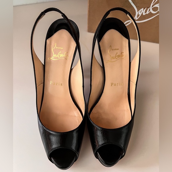 Authentic EUC Christian Louboutin Private Number 120mm Slingback Peep-toe Heels - Picture 9 of 12